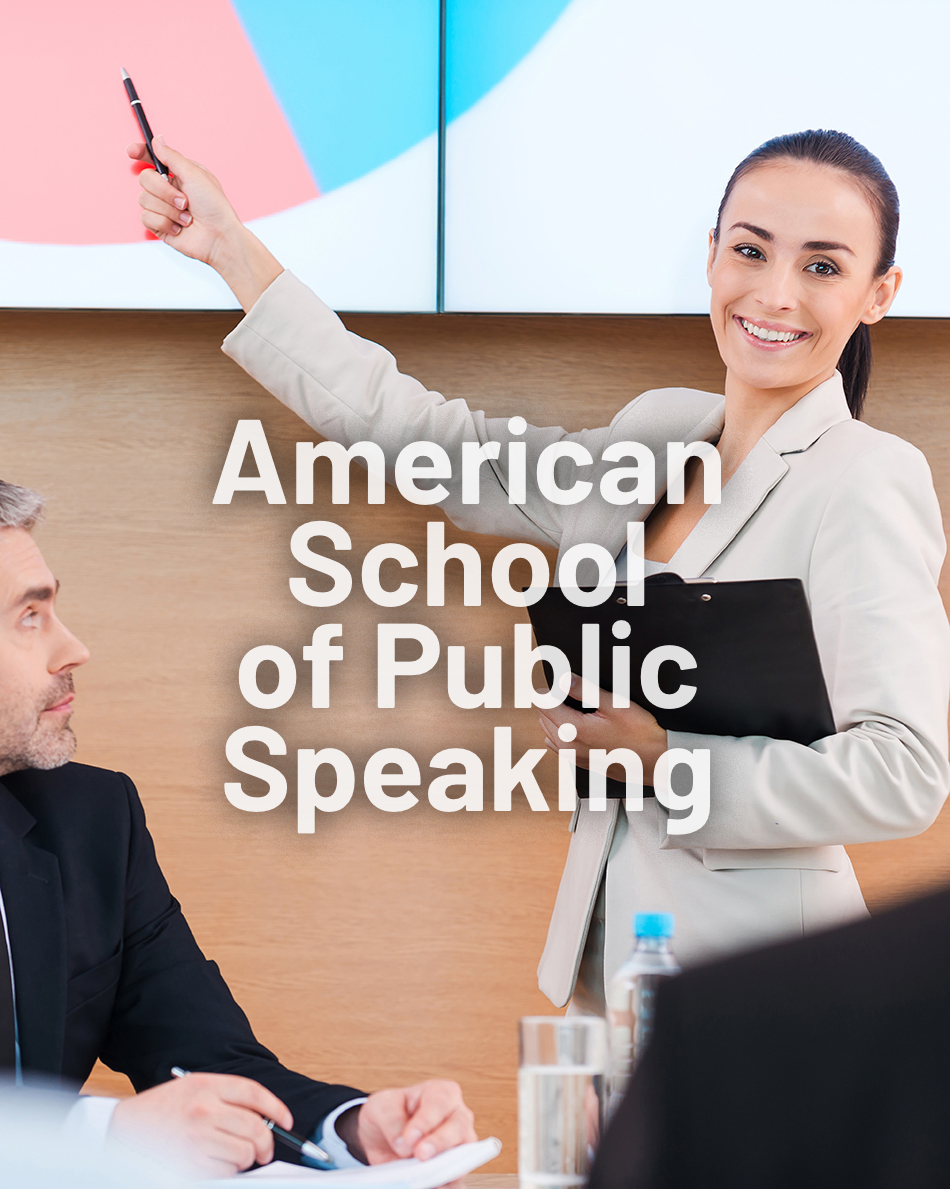 American School of Public Speaking - ragazza indica con una penna un grafico durante una presentazione